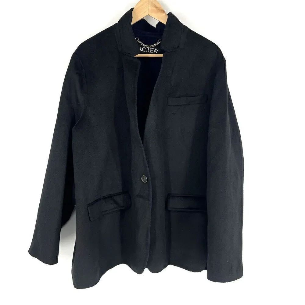 J Crew Jacket Size 24 Womens Black Leighton Blazer Double Faced Wool Coat Luxe